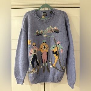 Vintage GAP Skiing Wool Sweater-80s-size L-in excellent condition!!!